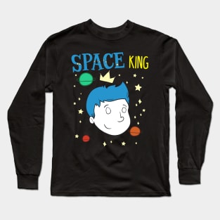 Cute Space King Exploring Outerspace Astronaut Long Sleeve T-Shirt